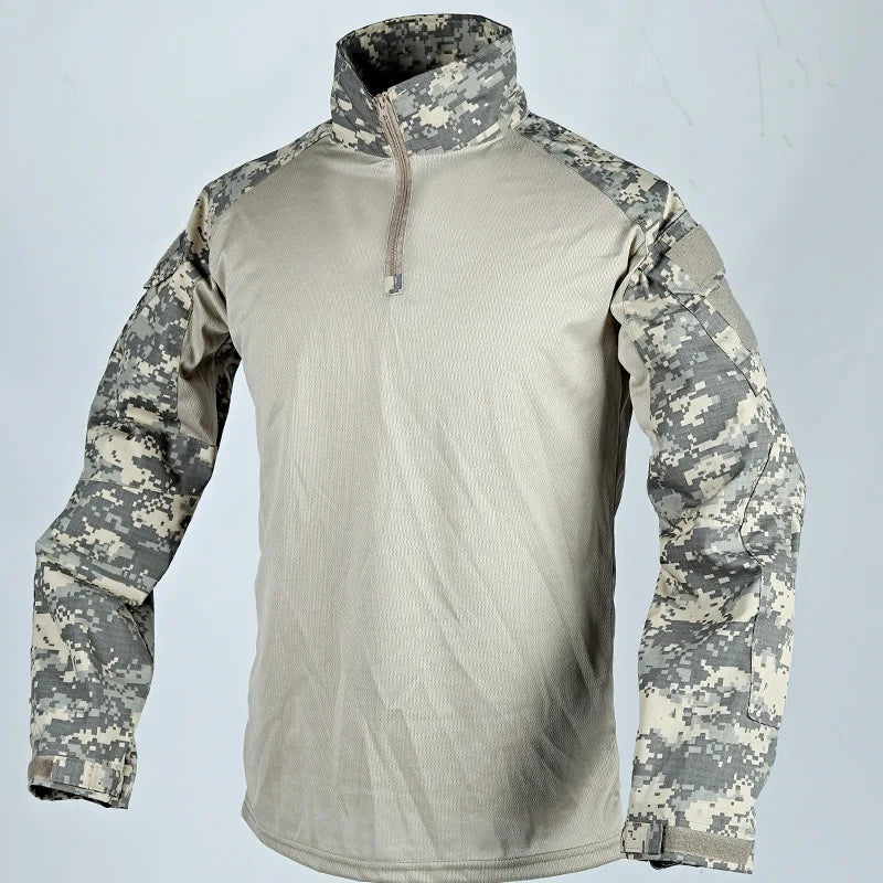 Army Outdoors T Shirt Long Sleeve Combat Shirt Tactical Clothing BreathableTraining Hunting Clothes Hiking Shirt Work Wear Men