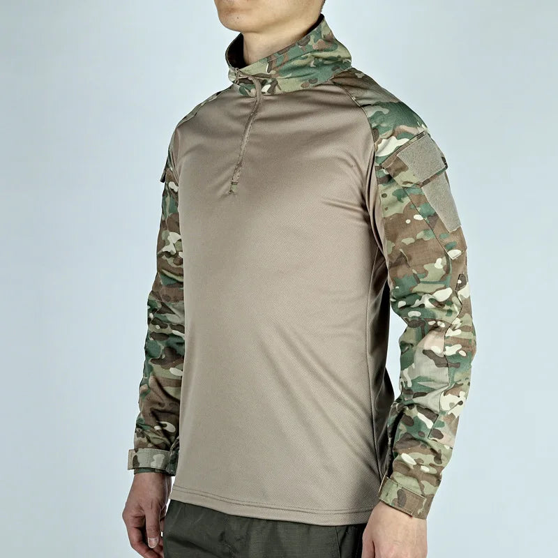 Army Outdoors T Shirt Long Sleeve Combat Shirt Tactical Clothing BreathableTraining Hunting Clothes Hiking Shirt Work Wear Men