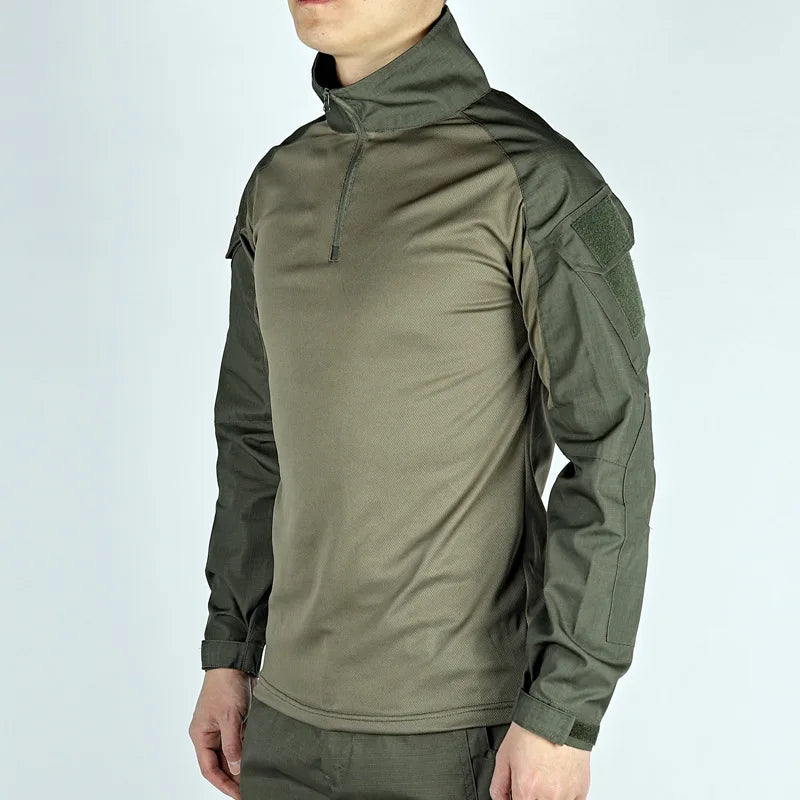 Army Outdoors T Shirt Long Sleeve Combat Shirt Tactical Clothing BreathableTraining Hunting Clothes Hiking Shirt Work Wear Men