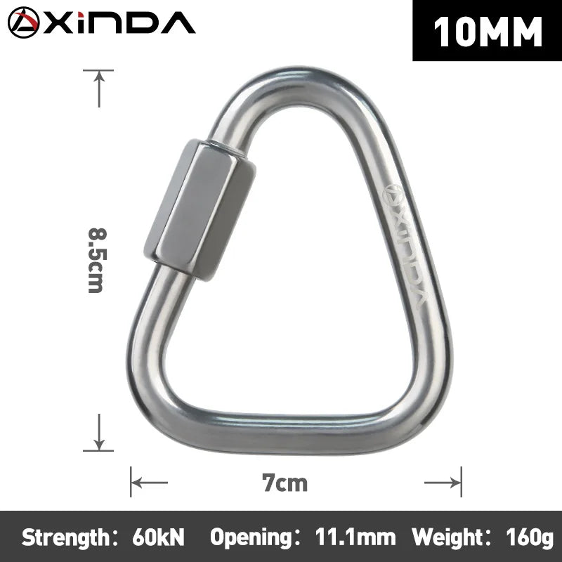 Stainless Steel Triangle Connecting Ring Carabiner Meilong Lock Triangle Rock Climbing Equipment Fast Security