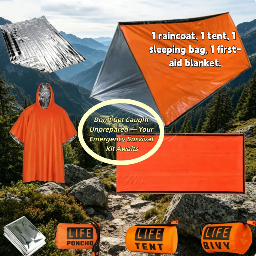 Kit d'urgence imperméable et chaud 4 en 1, outils essentiels pour la survie en plein air et le camping