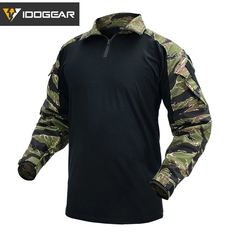 IDOGEAR Tactical Men G3 Combat Shirt with Elbow Pads Long Sleeve Shirt Airsoft Clothing  3101