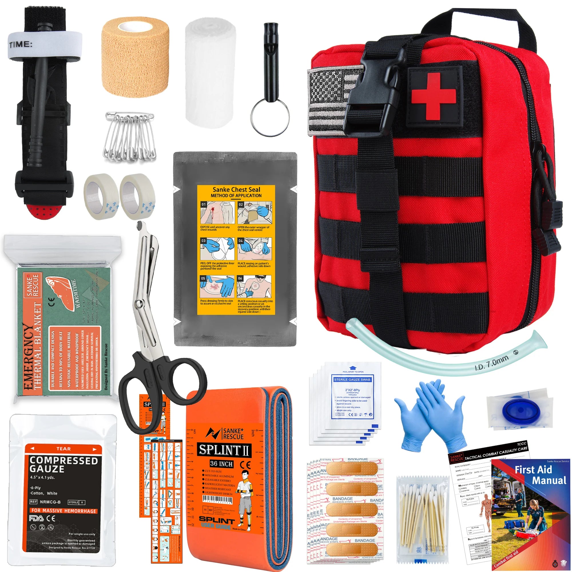 Équipement de survie avec système Molle, Kit de survie, sac Compatible de premiers secours, tremblement de terre en plein air IFAK EDC, randonnée, chasse, cadeaux pour hommes