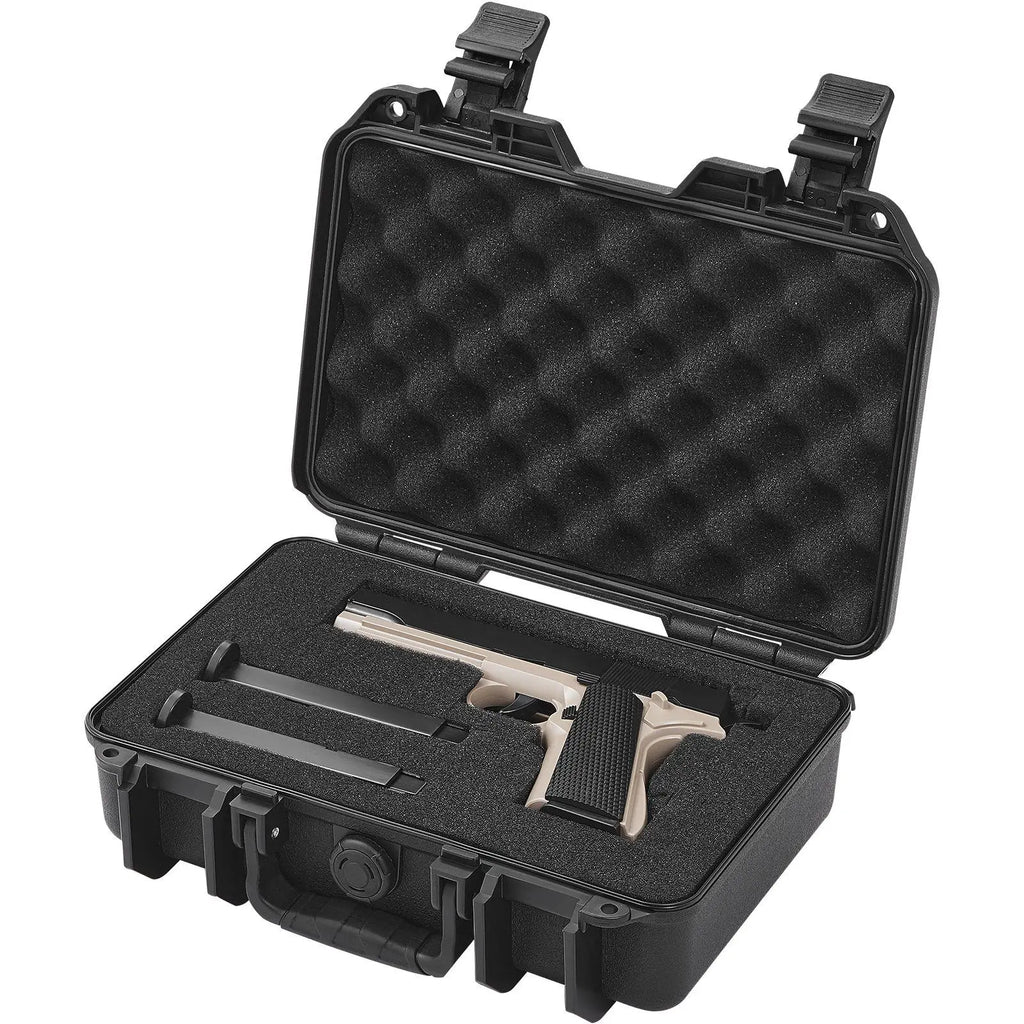 Lockable Pistol Case with Pre-cut PU Foam Hard Self-Defense Supply for 1 Pistol