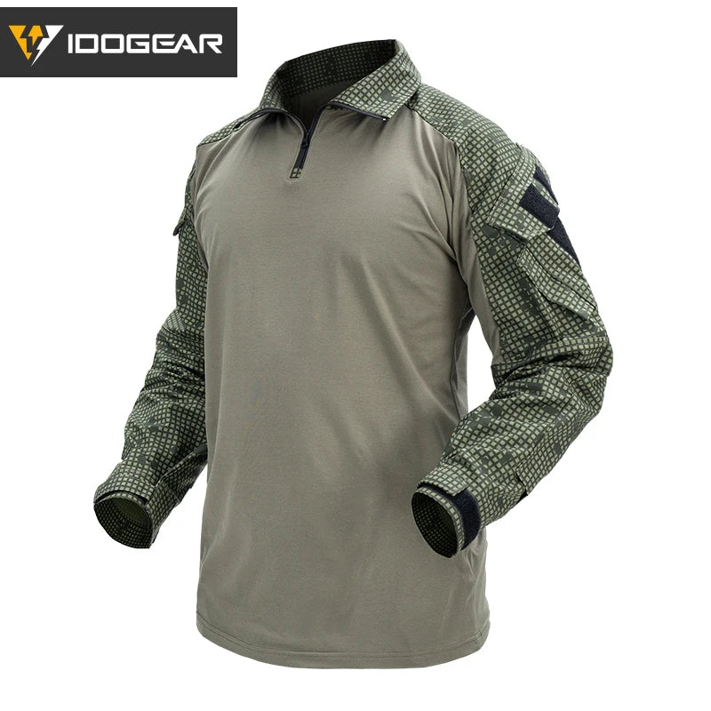 IDOGEAR Tactical Men G3 Combat Shirt with Elbow Pads Long Sleeve Shirt Airsoft Clothing  3101