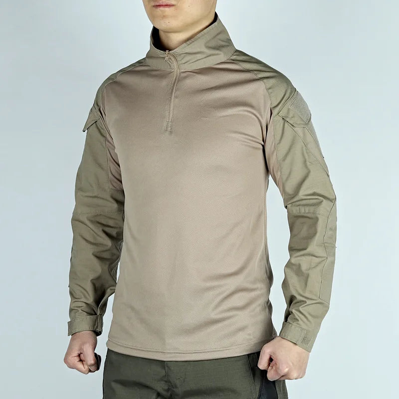 Army Outdoors T Shirt Long Sleeve Combat Shirt Tactical Clothing BreathableTraining Hunting Clothes Hiking Shirt Work Wear Men