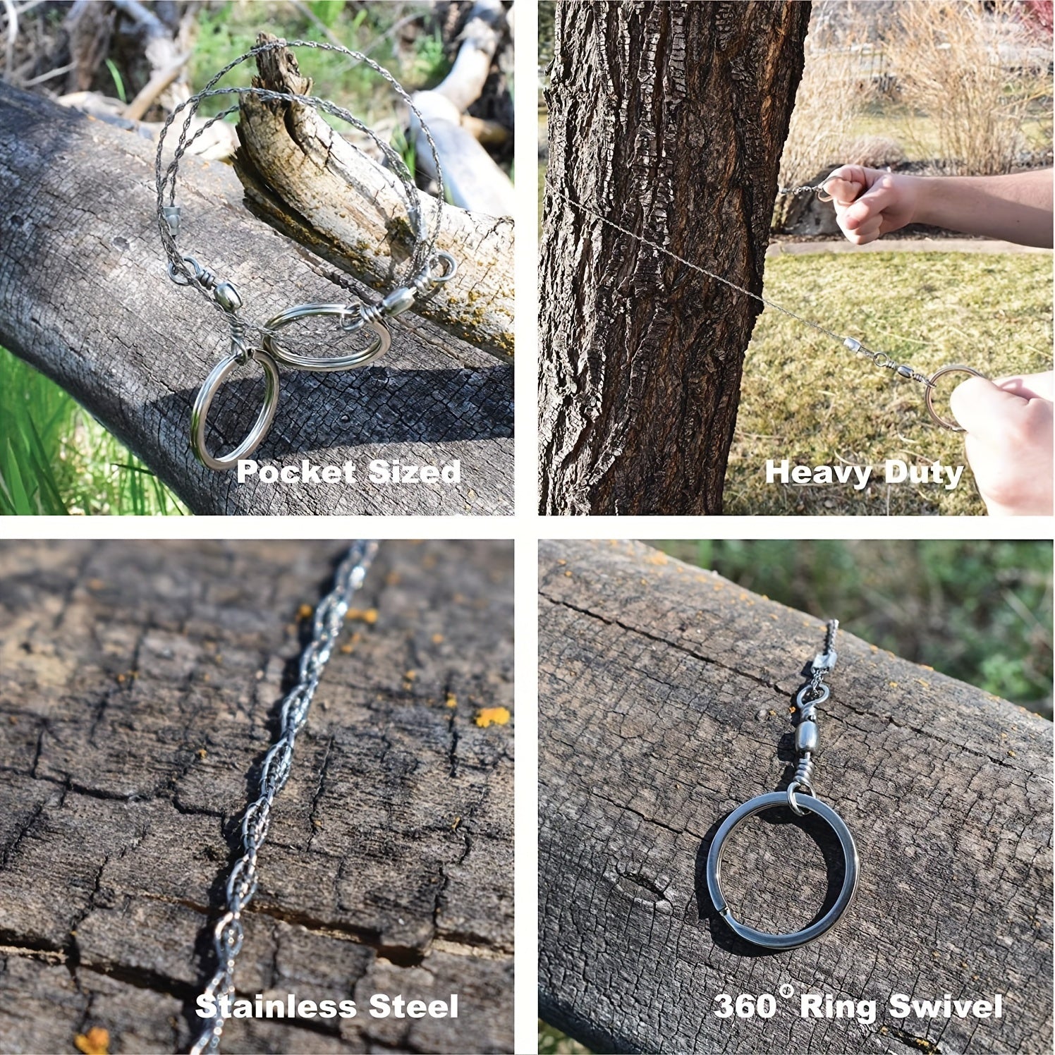 Compact Stainless Steel Pocket Wire Saw for Camping, Hiking, and Outdoor Survival - Portable Emergency Handsaw Blade for Cutting Trees and Wood